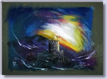 Hop L�! Chateau - 50x65 cm <br> Pastels secs et brillances